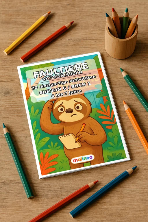 Faultiere Aktivitätsbuch 20 Rätsel- und Aktivitätsseiten gedruckt+gebu – Mockup-Ansicht
