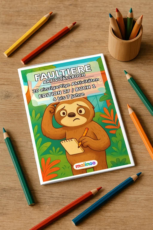 Faultiere Aktivitätsbuch 20 Rätsel- und Aktivitätsseiten gedruckt+gebu – Mockup-Ansicht