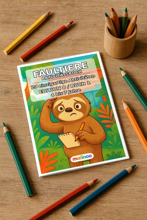 Faultiere Aktivitätsbuch 20 Rätsel- und Aktivitätsseiten gedruckt+gebu – Mockup-Ansicht