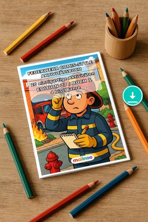 Feuerwehr Comis-Style Aktivitätsbuch 20 Rätsel- und Aktivitätsseiten P – Mockup-Ansicht