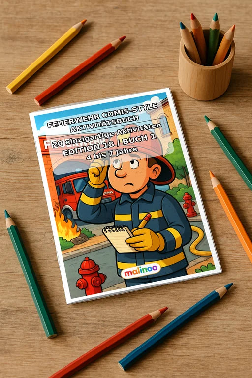 Feuerwehr Comis-Style Aktivitätsbuch 20 Rätsel- und Aktivitätsseiten g – Mockup-Ansicht