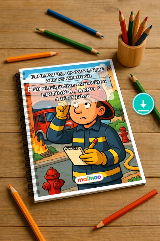 Feuerwehr Comis-Style Aktivitätsbuch 50 Rätsel- und Aktivitätsseiten P – Mockup-Ansicht