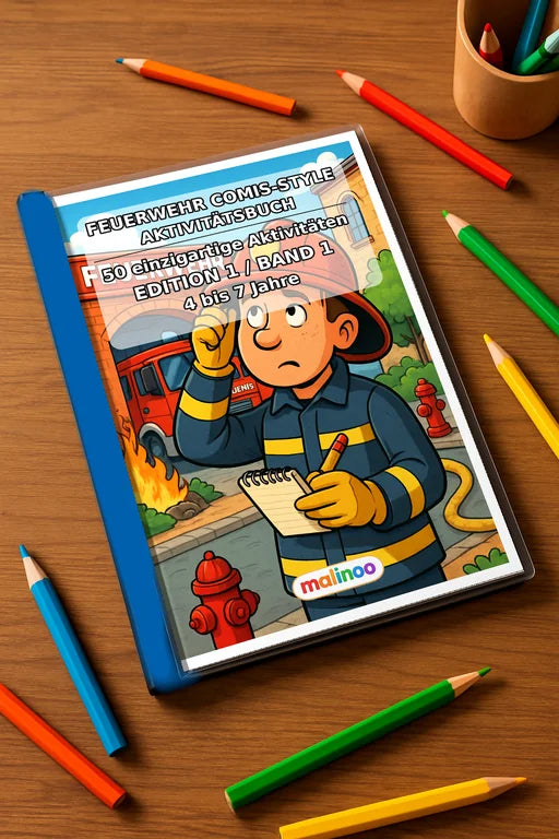 Feuerwehr Comis-Style Aktivitätsbuch 50 Rätsel- und Aktivitätsseiten g – Mockup-Ansicht