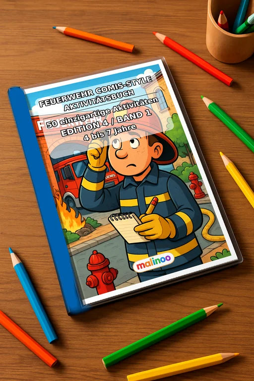 Feuerwehr Comis-Style Aktivitätsbuch 50 Rätsel- und Aktivitätsseiten g – Mockup-Ansicht
