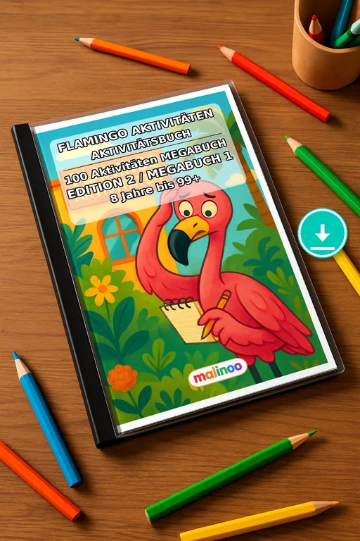 Flamingo Aktivitäten Aktivitätsbuch 100 Rätsel- und Aktivitätsseiten P – Mockup-Ansicht
