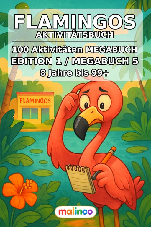 Flamingos Aktivitätsbuch 100 Rätsel- und Aktivitätsseiten – Cover