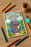 Flusspferde Aktivitätsbuch 20 Rätsel- und Aktivitätsseiten PDF Downloa – Mockup-Ansicht