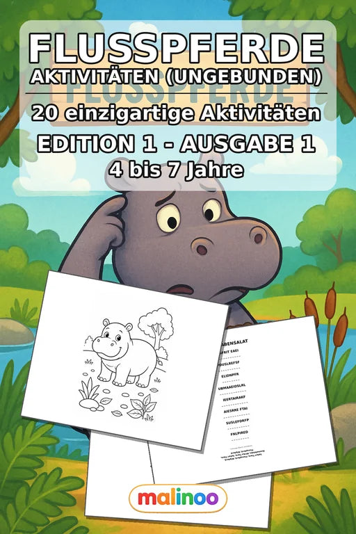 Flusspferde Aktivitätsbuch 20 Rätsel- und Aktivitätsseiten gedruckt+lo – Cover