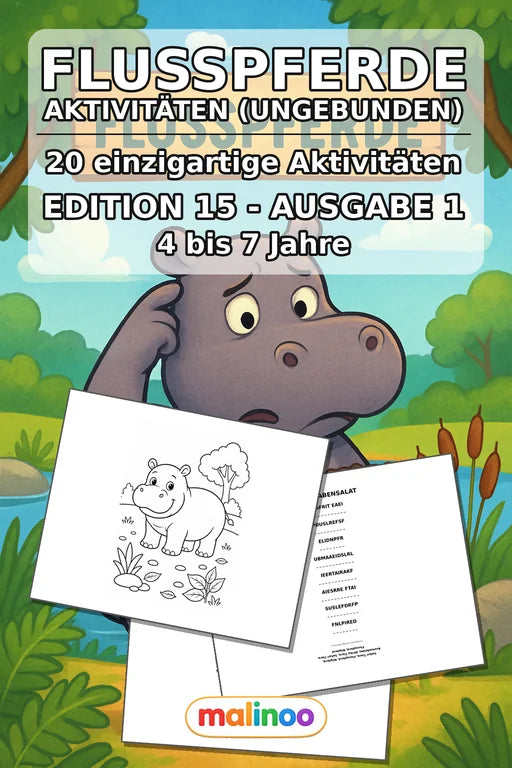 Flusspferde Aktivitätsbuch 20 Rätsel- und Aktivitätsseiten gedruckt+lo – Cover