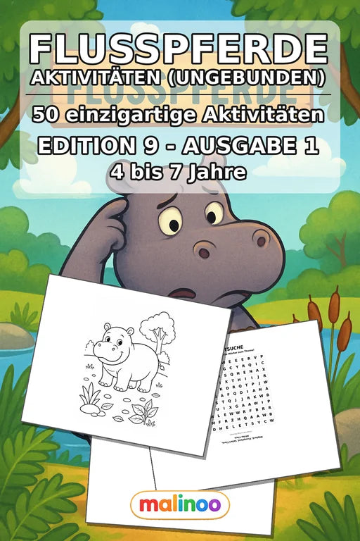 Flusspferde Aktivitätsbuch 50 Rätsel- und Aktivitätsseiten gedruckt+lo – Cover