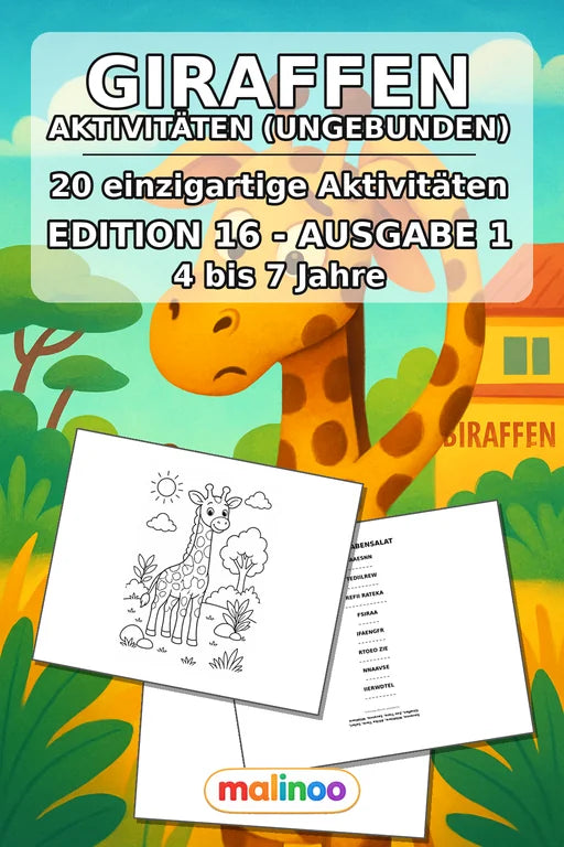 Giraffen Aktivitätsbuch 20 Rätsel- und Aktivitätsseiten gedruckt+lose – Cover