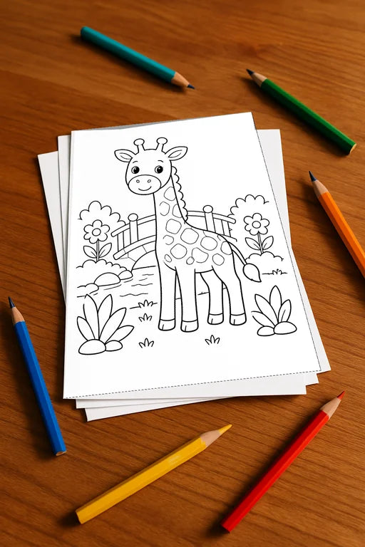 Giraffen Aktivitätsbuch 20 Rätsel- und Aktivitätsseiten gedruckt+lose – Mockup-Ansicht