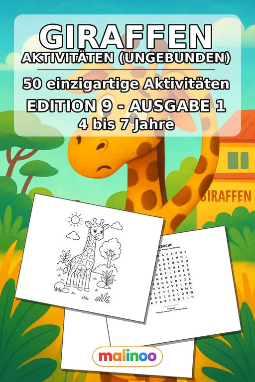 Giraffen Aktivitätsbuch 50 Rätsel- und Aktivitätsseiten gedruckt+lose – Cover