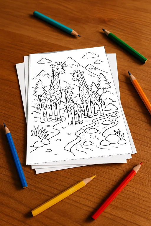 Giraffen Aktivitätsbuch 50 Rätsel- und Aktivitätsseiten gedruckt+lose – Mockup-Ansicht