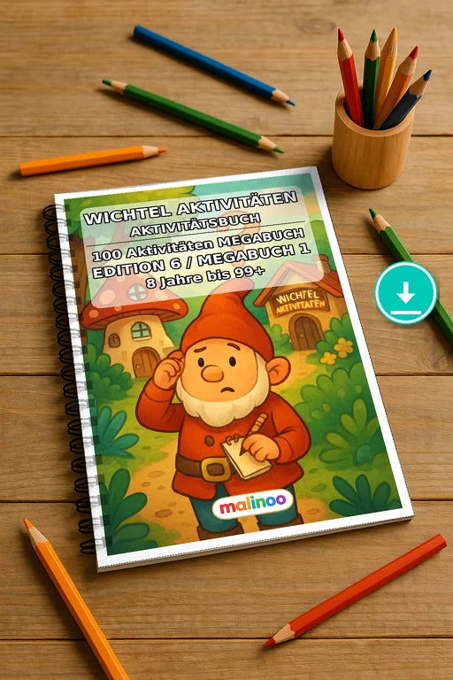 Gnomes Activity Aktivitätsbuch 100 Rätsel- und Aktivitätsseiten PDF Do – Mockup-Ansicht