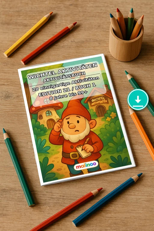 Gnomes Activity Aktivitätsbuch 20 Rätsel- und Aktivitätsseiten PDF Dow – Mockup-Ansicht