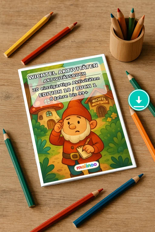 Gnomes Activity Aktivitätsbuch 20 Rätsel- und Aktivitätsseiten PDF Dow – Mockup-Ansicht
