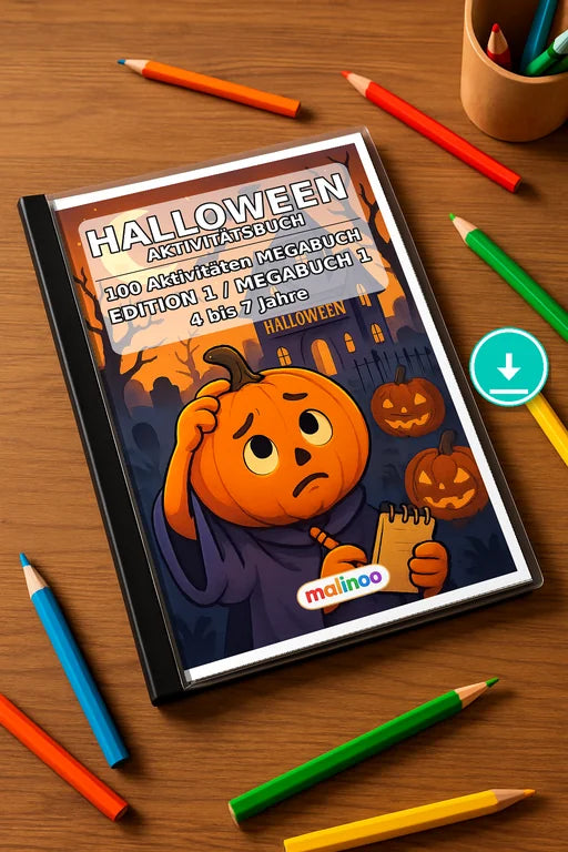 Halloween Aktivitätsbuch 100 Rätsel- und Aktivitätsseiten – Mockup-Ansicht