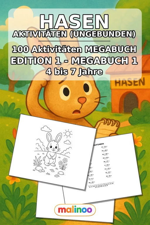 Hasen Aktivitätsbuch 100 Rätsel- und Aktivitätsseiten gedruckt+lose – Cover