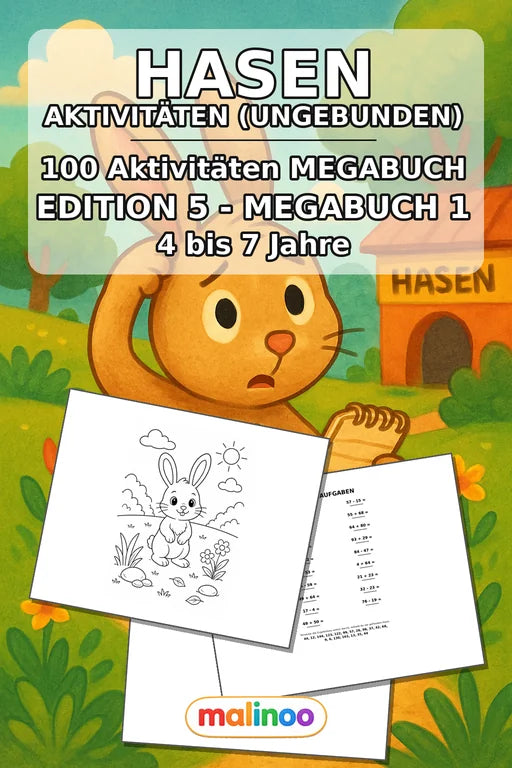 Hasen Aktivitätsbuch 100 Rätsel- und Aktivitätsseiten gedruckt+lose – Cover