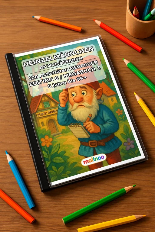 Heinzelmännchen Aktivitätsbuch 100 Rätsel- und Aktivitätsseiten gedruc – Mockup-Ansicht