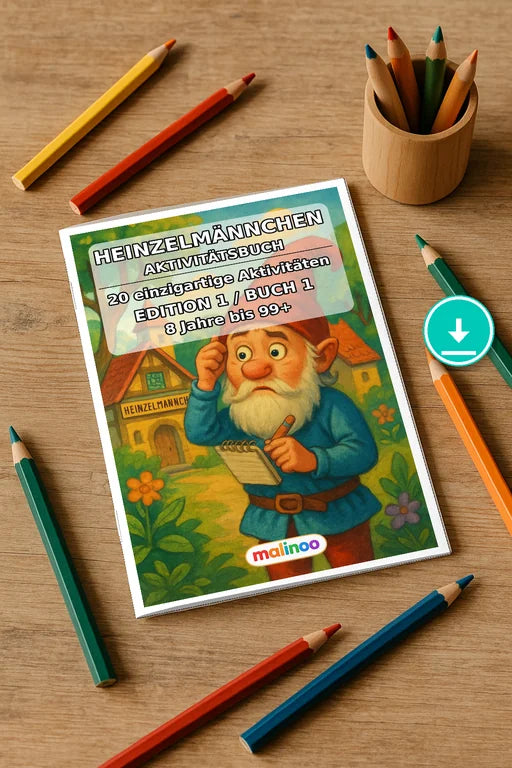 Heinzelmännchen Aktivitätsbuch 20 Rätsel- und Aktivitätsseiten PDF Dow – Mockup-Ansicht