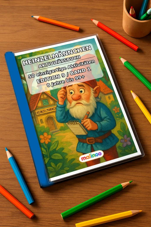 Heinzelmännchen Aktivitätsbuch 50 Rätsel- und Aktivitätsseiten gedruck – Mockup-Ansicht