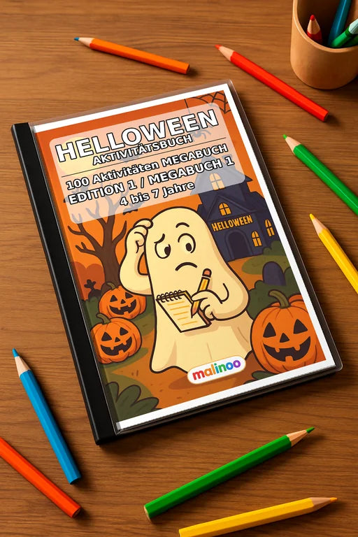 Halloween Aktivitätsbuch 100 Rätsel- und Aktivitätsseiten – Mockup-Ansicht
