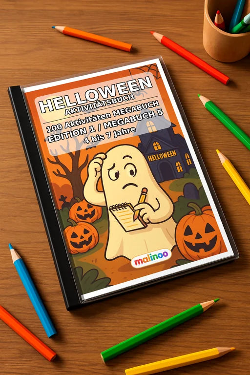 Halloween Aktivitätsbuch 100 Rätsel- und Aktivitätsseiten – Mockup-Ansicht