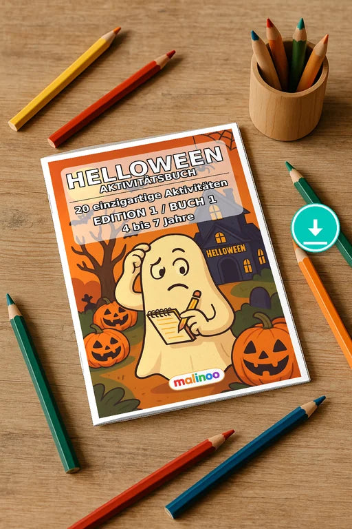 Helloween Aktivitätsbuch 20 Rätsel- und Aktivitätsseiten – Mockup-Ansicht