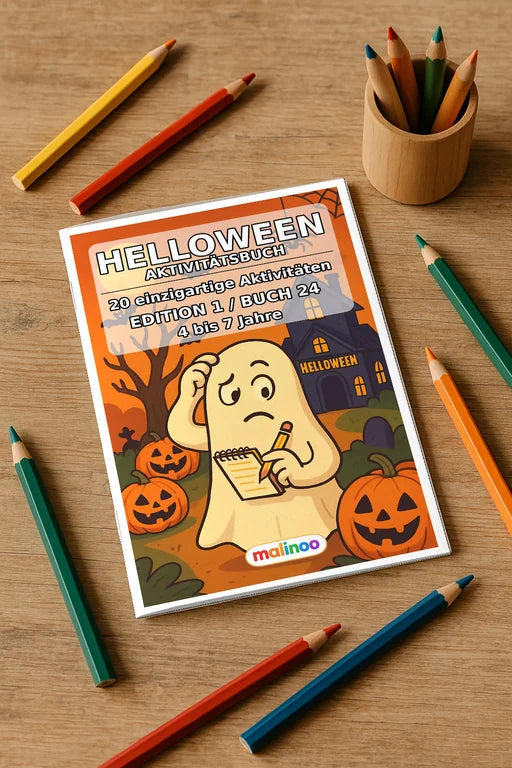Halloween Aktivitätsbuch 20 Rätsel- und Aktivitätsseiten – Mockup-Ansicht