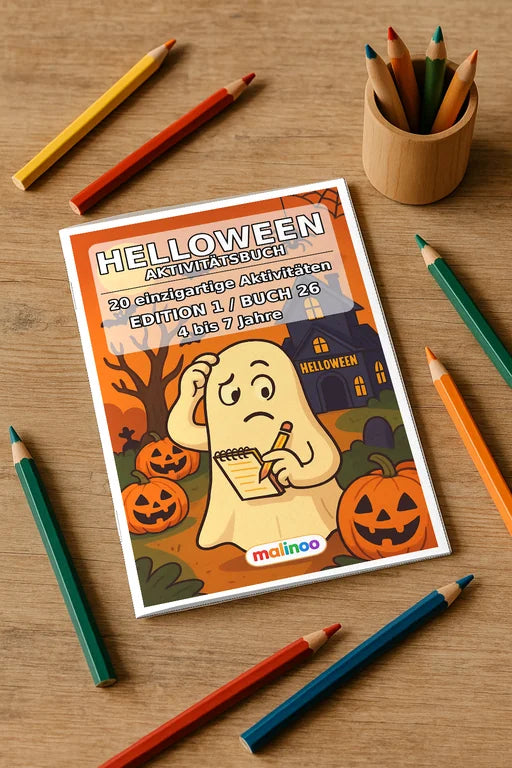 Halloween Aktivitätsbuch 20 Rätsel- und Aktivitätsseiten – Mockup-Ansicht
