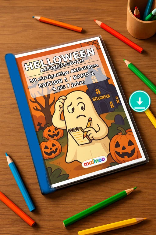 Helloween Aktivitätsbuch 50 Rätsel- und Aktivitätsseiten – Mockup-Ansicht