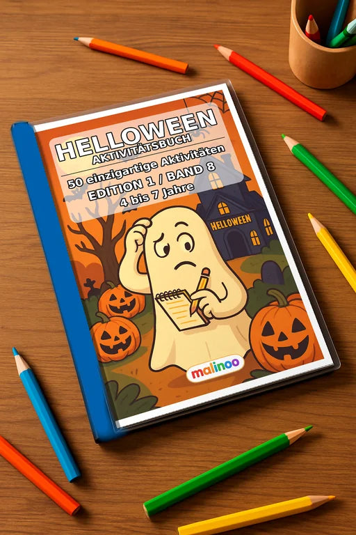 Halloween Aktivitätsbuch 50 Rätsel- und Aktivitätsseiten – Mockup-Ansicht