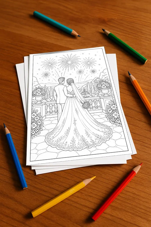 Hochzeit Aktivitätsbuch 20 Rätsel- und Aktivitätsseiten gedruckt+lose – Mockup-Ansicht