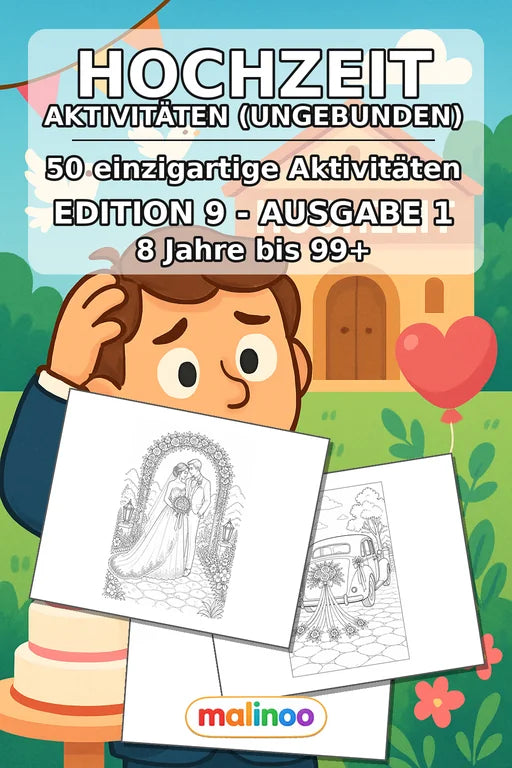 Hochzeit Aktivitätsbuch 50 Rätsel- und Aktivitätsseiten gedruckt+lose – Cover