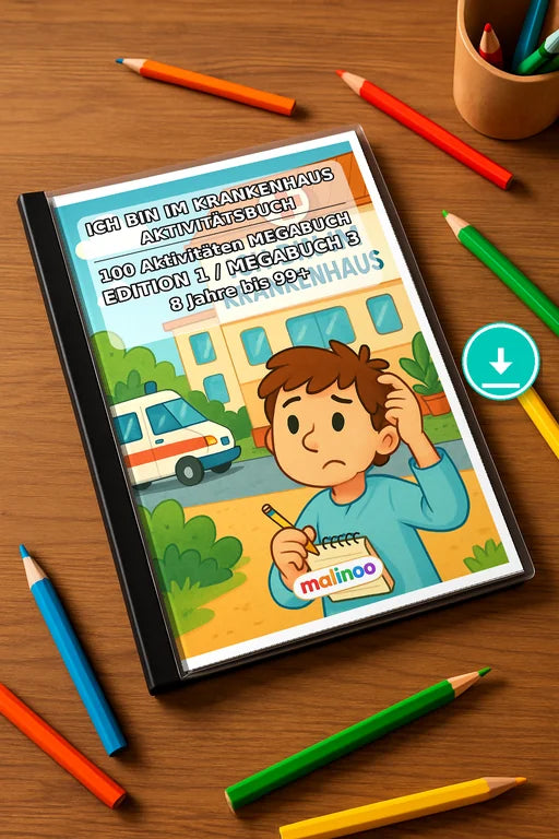 Ich bin im Krankenhaus Aktivitätsbuch 100 Rätsel- und – Mockup-Ansicht