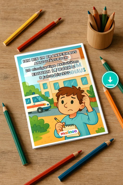 Ich bin im Krankenhaus Aktivitätsbuch 20 Rätsel- und – Mockup-Ansicht