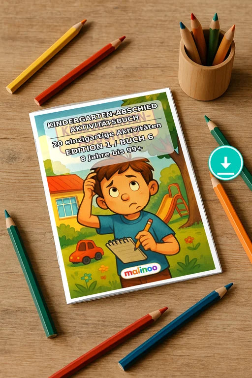 Kindergarten-Abschied Aktivitätsbuch 20 Rätsel- und – Mockup-Ansicht