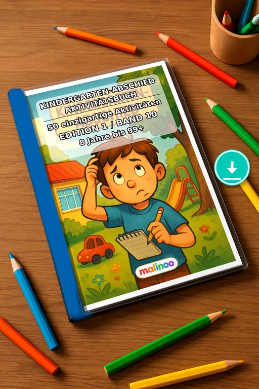 Kindergarten-Abschied Aktivitätsbuch 50 Rätsel- und – Mockup-Ansicht