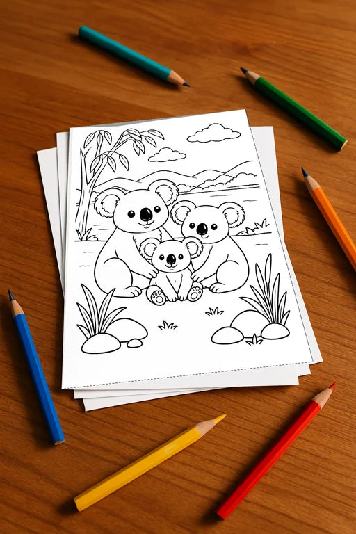 Koala's Aktivitätsbuch 50 Rätsel- und Aktivitätsseiten gedruckt+lose – Mockup-Ansicht