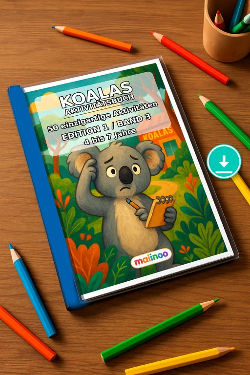 Koalas Aktivitätsbuch 50 Rätsel- und Aktivitätsseiten PDF – Mockup-Ansicht