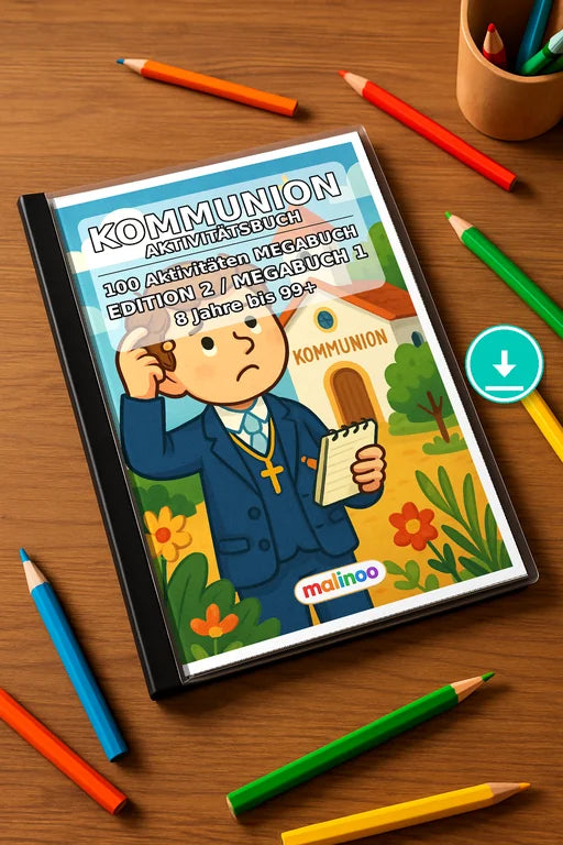 Kommunion Aktivitätsbuch 100 Rätsel- und Aktivitätsseiten – Mockup-Ansicht
