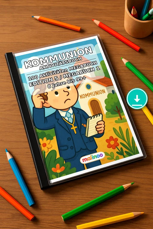 Kommunion Aktivitätsbuch 100 Rätsel- und Aktivitätsseiten – Mockup-Ansicht