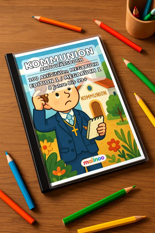 Kommunion Aktivitätsbuch 100 Rätsel- und Aktivitätsseiten – Mockup-Ansicht