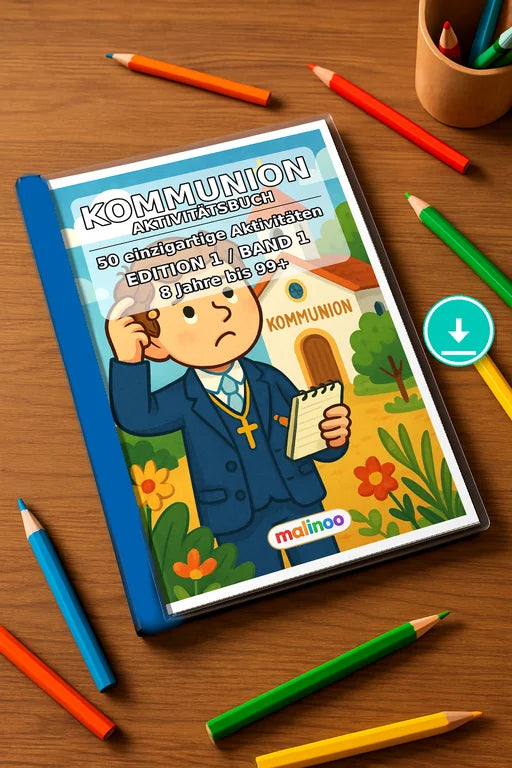 Kommunion Aktivitätsbuch 50 Rätsel- und Aktivitätsseiten – Mockup-Ansicht