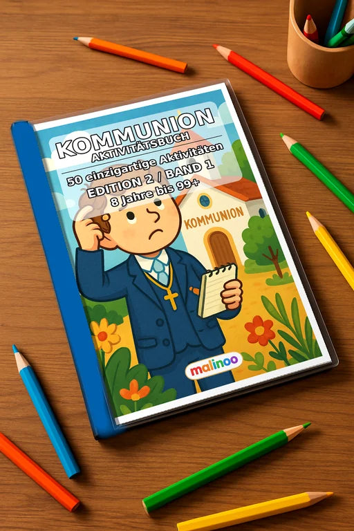 Kommunion Aktivitätsbuch 50 Rätsel- und Aktivitätsseiten – Mockup-Ansicht