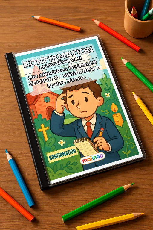 Konfirmation Aktivitätsbuch 100 Rätsel- und – Mockup-Ansicht