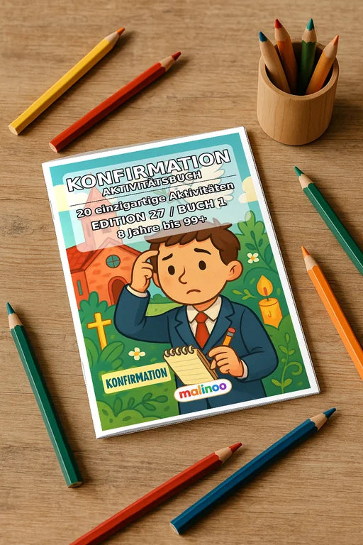Konfirmation Aktivitätsbuch 20 Rätsel- und – Mockup-Ansicht