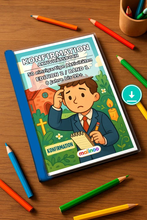 Konfirmation Aktivitätsbuch 50 Rätsel- und – Mockup-Ansicht
